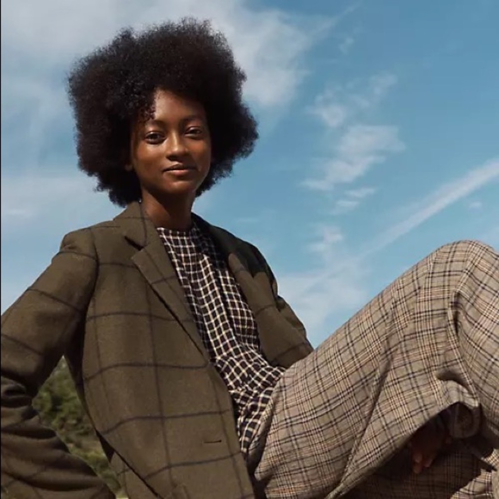 Madewell Larsen Blazer Jacket Green Windowpane Plaid View 2